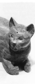 Katze; Persischer Travertin; H. 23cm; 1997